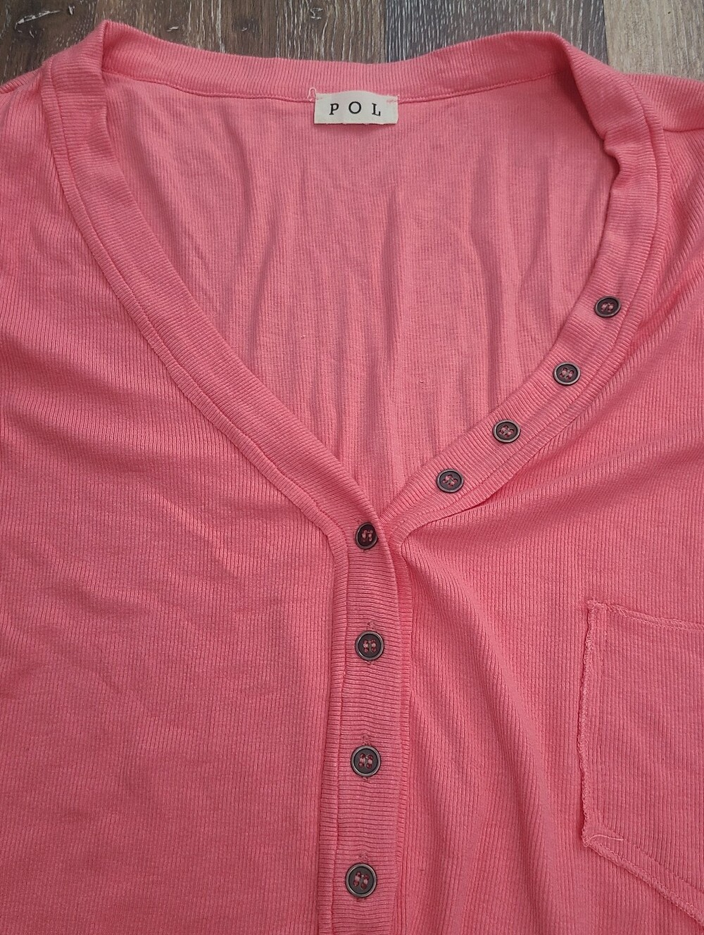 POL Ribbed Henley Womens Size Large - Picture 3 of 5